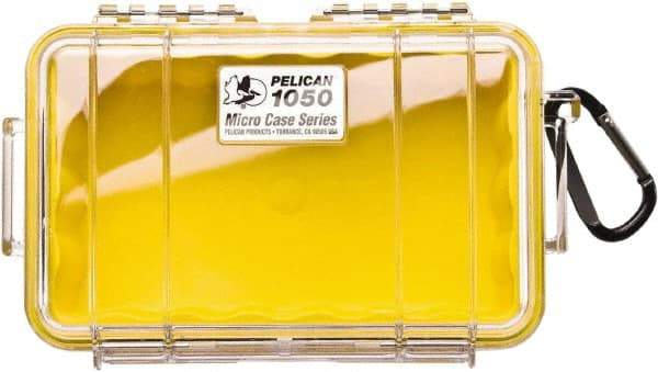 Pelican Products, Inc. - 5-1/16" Wide x 3-1/8" High, Clamshell Hard Case - Clear/Yellow, Polycarbonate - USA Tool & Supply