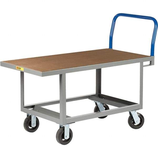 Little Giant - 2,000 Lb Capacity Steel Platform Truck - Steel Deck, 30" OAW, 60" Platform Length, Mold On Rubber Casters - USA Tool & Supply