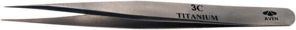 Aven - 4-1/4" OAL 3C Precision Tweezers - Fine Straight Point - USA Tool & Supply