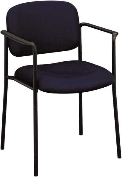 Basyx - Fabric Navy Stacking Chair - Black Frame, 23-1/4" Wide x 21" Deep x 32-3/4" High - USA Tool & Supply