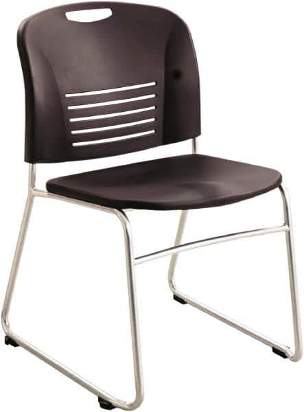 Safco - Plastic Black Stacking Chair - Silver Frame, 22-1/2" Wide x 19-1/2" Deep x 32-1/2" High - USA Tool & Supply