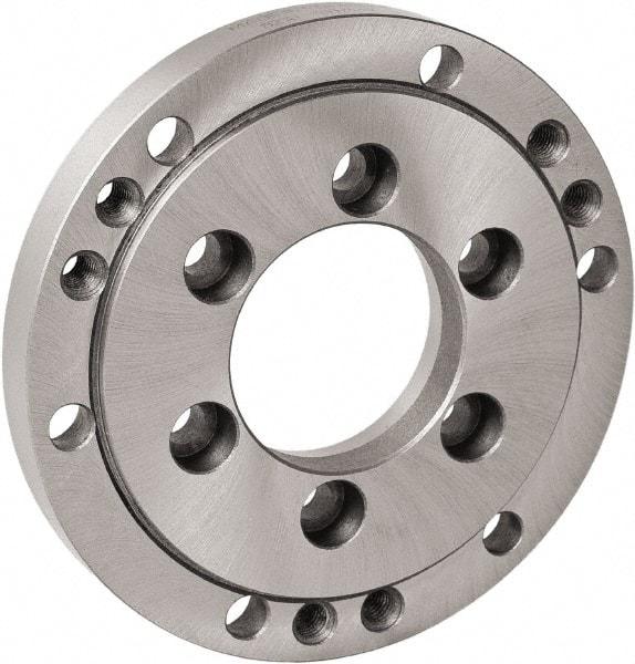 Bison - Adapter Back Plate for 8" Diam Self Centering Lathe Chucks - A2-5 Mount, 3.1299" Through Hole Diam, 7.874" OD, 0.1378" Flange Height, Cast Iron - USA Tool & Supply