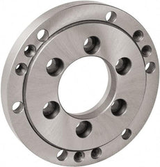 Bison - Adapter Back Plate for 16" Diam Self Centering Lathe Chucks - A2-8 Mount, 5.3583" Through Hole Diam, 15.748" OD, 0.1772" Flange Height, Cast Iron - USA Tool & Supply