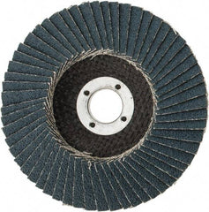 3M - 60 Grit, 4" Disc Diam, 5/8" Center Hole, Type 29 Zirconia Alumina Flap Disc - 13,300 Max RPM, Cloth Backing, Arbor Attaching System, Coated - USA Tool & Supply
