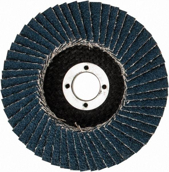 3M - 40 Grit, 4" Disc Diam, 5/8" Center Hole, Type 29 Zirconia Alumina Flap Disc - 13,300 Max RPM, Cloth Backing, Arbor Attaching System, Coated - USA Tool & Supply