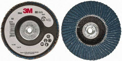 3M - 60 Grit, 4" Disc Diam, 3/8-24 Center Hole, Type 29 Zirconia Alumina Flap Disc - 13,300 Max RPM, Cloth Backing, Arbor Attaching System, Coated - USA Tool & Supply
