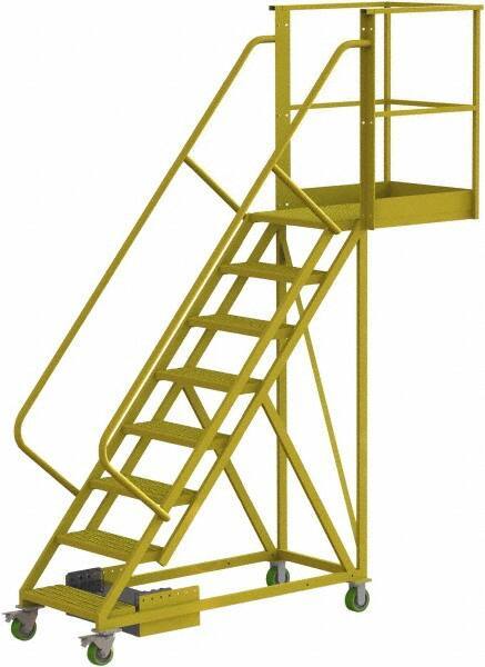 TRI-ARC - 122" 8 Step Configurable Cantilever Ladder - Unsupported, 300 Lb Capacity, 80" Platform Height, 30" Base Width x 99" Base Depth, Perforated Tread - USA Tool & Supply