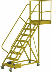 TRI-ARC - 122" 8 Step Configurable Cantilever Ladder - Unsupported, 300 Lb Capacity, 80" Platform Height, 30" Base Width x 99" Base Depth, Perforated Tread - USA Tool & Supply