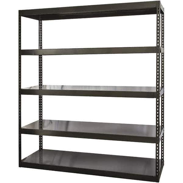 Hallowell - 5 Shelf Starter Solid Steel Waterfall Open Steel Shelving - 1 Lb Capacity, 72" Wide x 96" High x 24" Deep, Black - USA Tool & Supply