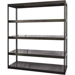 Hallowell - 5 Shelf Starter Solid Steel Waterfall Open Steel Shelving - 1 Lb Capacity, 72" Wide x 96" High x 24" Deep, Black - USA Tool & Supply