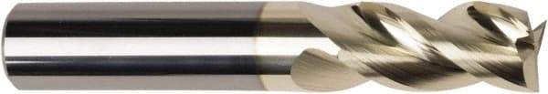 American Tool Service - 3/8", 1-1/2" LOC, 3/8" Shank Diam, 4" OAL, 3 Flute, Solid Carbide Square End Mill - Single End, ZrN Finish, Spiral Flute, Variable° Helix, Centercutting, Right Hand Cut, Right Hand Flute - USA Tool & Supply