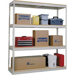 Hallowell - 4 Shelf Starter Open Steel Shelving - 1 Lb Capacity, 96" Wide x 84" High x 30" Deep, Tan - USA Tool & Supply