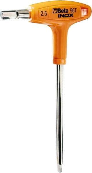 Beta - 4mm Hex, T-Handle Cushion Grip, Hex Key - 7" OAL, Stainless Steel, Metric System of Measurement - USA Tool & Supply