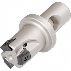 Iscar - 2" Cut Diam, 0.49" Max Depth of Cut, 2.086" OAL, Indexable Square Shoulder Helical End Mill - T490 LN.. 1306 Inserts, CF4 Modular Connection, 90° Lead Angle, Through Coolant, Series Helitang - USA Tool & Supply