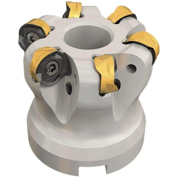 Iscar - 63mm Cut Diam, 6mm Max Depth, 22mm Arbor Hole, 7 Inserts, H606 RXCU 1206-AX.. Insert Style, Indexable Copy Face Mill - H606 FR-12 Cutter Style, 50mm High, Through Coolant, Series Helido - USA Tool & Supply