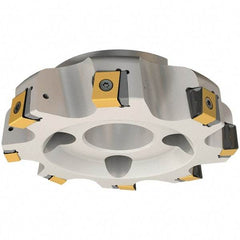 Iscar - 6 Inserts, 125mm Cut Diam, 40mm Arbor Diam, 21mm Max Depth of Cut, Indexable Square-Shoulder Face Mill - 0° Lead Angle, 63mm High, T490 LNHT 2212-PNTR Insert Compatibility, Through Coolant, Series Helitang - USA Tool & Supply