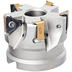 Iscar - 6 Inserts, 80mm Cut Diam, 27mm Arbor Diam, 13.5mm Max Depth of Cut, Indexable Square-Shoulder Face Mill - 0° Lead Angle, 50mm High, H690 TNKX 160610PNTR Insert Compatibility, Through Coolant, Series Helido - USA Tool & Supply