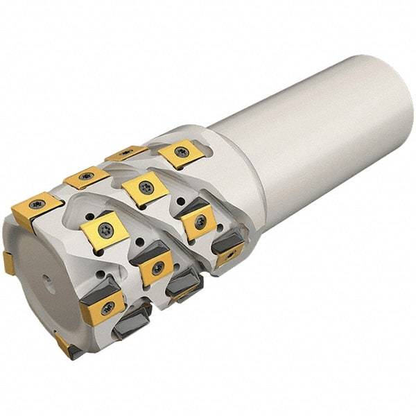 Iscar - 25mm Cut Diam, 30mm Max Depth of Cut, 25mm Shank Diam, 100mm OAL, Indexable Square Shoulder End Mill - T490 LN.. Inserts, Cylindrical Shank, 0° Lead Angle, Through Coolant, Series Helitang - USA Tool & Supply