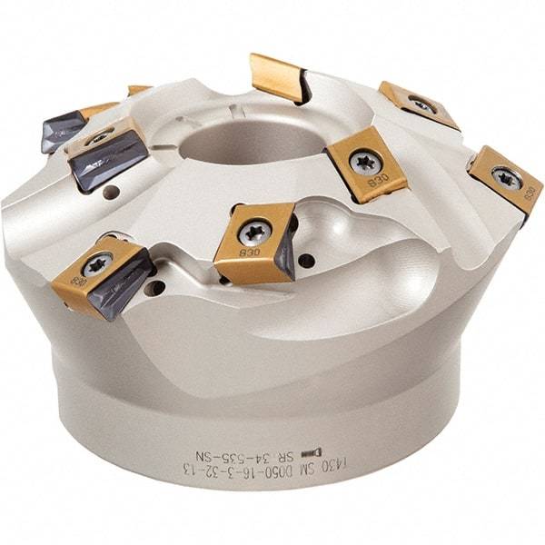 Iscar - 98.2mm Cut Diam, 27mm Arbor Hole, 23.5mm Max Depth of Cut, 45° Indexable Chamfer & Angle Face Mill - 9 Inserts, T490 LN.. Insert, Right Hand Cut, Through Coolant, Series Helitang - USA Tool & Supply
