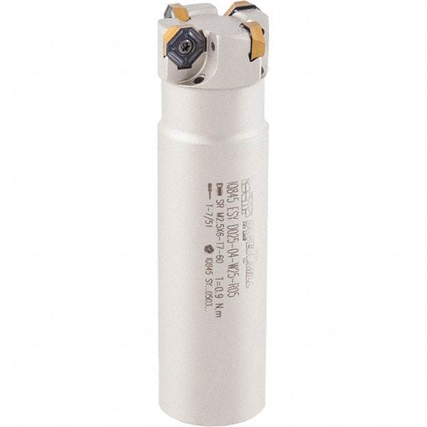 Iscar - 16mm Cut Diam, 5mm Max Depth of Cut, 16mm Shank Diam, 100mm OAL, Indexable Square Shoulder Helical End Mill - HM390 TCKT 0703PCTR Inserts, Cylindrical Shank, 0° Lead Angle, Through Coolant, Series HeliIQMill - USA Tool & Supply