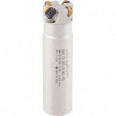 Iscar - 16mm Cut Diam, 5mm Max Depth of Cut, 16mm Shank Diam, 100mm OAL, Indexable Square Shoulder Helical End Mill - HM390 TCKT 0703PCTR Inserts, Cylindrical Shank, 0° Lead Angle, Through Coolant, Series HeliIQMill - USA Tool & Supply