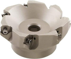 Iscar - 109.4mm Cut Diam, 32mm Arbor Hole, 4.6mm Max Depth of Cut, 50° Indexable Chamfer & Angle Face Mill - 7 Inserts, IQ845 SYHU 07.. Insert, Right Hand Cut, Through Coolant, Series DoveIQMill - USA Tool & Supply