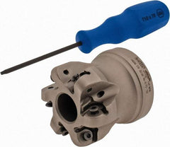 Iscar - 2" Cut Diam, 1/4" Max Depth, 3/4" Arbor Hole, 6 Inserts, H606 RXCU 43-AX.. Insert Style, Indexable Copy Face Mill - H606 FR-.50 Cutter Style, 2" High, Series Helido - USA Tool & Supply