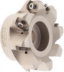Iscar - 3.37" Cut Diam, 1" Arbor Hole, 0.18" Max Depth of Cut, 50° Indexable Chamfer & Angle Face Mill - 8 Inserts, IQ845 SYHU 07.. Insert, Right Hand Cut, Through Coolant, Series DoveIQMill - USA Tool & Supply