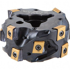 Iscar - 9 Inserts, 63mm Cut Diam, 36mm Max Depth of Cut, Indexable Square-Shoulder Face Mill - 0/90° Lead Angle, T490 LN.. 1306 Insert Compatibility, Through Coolant, Series Helitang - USA Tool & Supply
