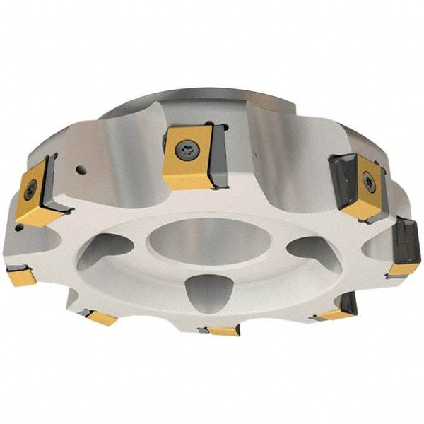 Iscar - 7 Inserts, 160mm Cut Diam, 40mm Arbor Diam, 21mm Max Depth of Cut, Indexable Square-Shoulder Face Mill - 0° Lead Angle, 63mm High, T490 LNHT 2212-PNTR Insert Compatibility, Through Coolant, Series Helitang - USA Tool & Supply