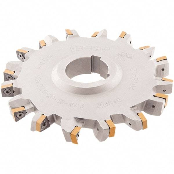 Iscar - Arbor Hole Connection, 0.6299" Cutting Width, 1.2992" Depth of Cut, 125mm Cutter Diam, 1.5748" Hole Diam, 12 Tooth Indexable Slotting Cutter - SDN-XN13 Toolholder, XNMU 13 Insert - USA Tool & Supply