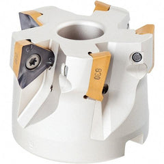 Iscar - 6 Inserts, 2-1/2" Cut Diam, 1" Arbor Diam, 0.512" Max Depth of Cut, Indexable Square-Shoulder Face Mill - 0° Lead Angle, 1-3/4" High, HM390 TDKT 1505.. Insert Compatibility, Through Coolant, Series HeliIQMill - USA Tool & Supply
