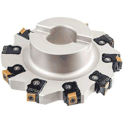 Iscar - Shell Mount B Connection, 0.689" Cutting Width, 1.5354" Depth of Cut, 160mm Cutter Diam, 1.5748" Hole Diam, 10 Tooth Indexable Slotting Cutter - FDN-CALN13 Toolholder, T490 LN.T 1306 Insert - USA Tool & Supply