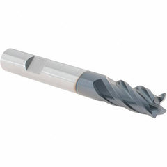 Iscar - 3/8", 4 Flute, Single End, Solid Carbide, 0.02" Corner Radius End Mill - 3" OAL, Right Hand Flute, 3/4" LOC, Right Hand Cut - USA Tool & Supply