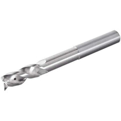 Iscar - 3 Flute Solid Carbide Roughing & Finishing Corner Radius End Mill - Uncoated, Straight Shank, 39° Helix, Non-Centercutting, Regular Length - USA Tool & Supply