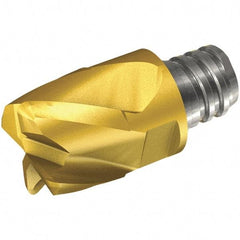 Iscar - MM EC Grade IC908 Carbide End Milling Tip Insert - TiAlN Finish, 4 Flutes, 5mm Cutting Diam, 7mm Depth of Cut, 15mm Extension, 45° Helix - USA Tool & Supply
