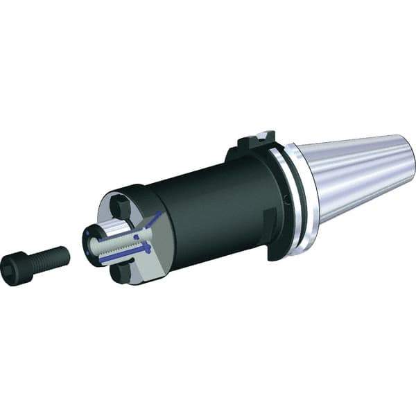 Kennametal - DIN69871-50 Taper Shank 22mm Pilot Diam Shell Mill Holder - 150mm Flange to Nose End Projection, 49mm Nose Diam, M10x1.5 Lock Screw, Through-Spindle & DIN Flange Coolant - Exact Industrial Supply