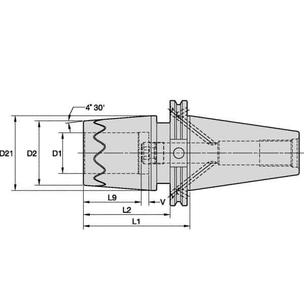 Kennametal - 1" Hole Diam, CAT50 Taper Shank Shrink Fit Tool Holder & Adapter - 3.54" Projection, 2.48" Nose Diam, 1.89" Clamping Depth, 25,000 RPM, Through Coolant - Exact Industrial Supply