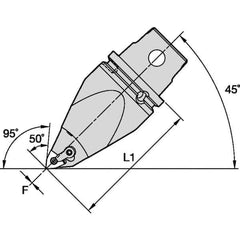 Kennametal - Left Hand Cut, Size KM63, WN.. Insert Compatiblity, Modular Turning & Profiling Cutting Unit Head - 115mm Head Length, Through Coolant, Series M-Clamping - USA Tool & Supply