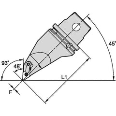 Kennametal - Right Hand Cut, Size KM63, DN.. Insert Compatiblity, Modular Turning & Profiling Cutting Unit Head - 115mm Head Length, Through Coolant, Series M-Clamping - USA Tool & Supply