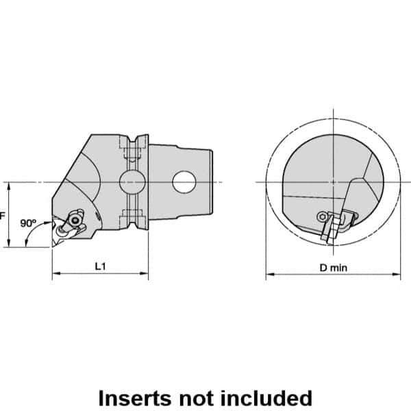 Kennametal - Insert Style LT 27NR, 60mm Head Length, Right Hand Cut, Internal Modular Threading Cutting Unit Head - System Size KM63TS, 43mm Center to Cutting Edge, Series LT Threading - USA Tool & Supply