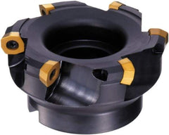 Sumitomo - 7 Inserts, 4.9213" Cutter Diam, 10mm Max Depth of Cut, Indexable High-Feed Face Mill - 0.626" Arbor Hole Diam, 2.4803" High, SD.W 1406 Inserts, Series SumiMill MS Mill - USA Tool & Supply