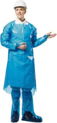 PolyConversions - 4 mil Thick Chemical Resistant Coat Apron - Polyolefin, Blue - USA Tool & Supply