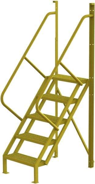 TRI-ARC - 92" 5 Step Configurable Crossover Ladder - 50° Incline, 1,000 Lb Capacity, 50" Platform Height, 30" Base Width x 44" Base Depth, Perforated Tread - USA Tool & Supply