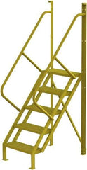 TRI-ARC - 92" 5 Step Configurable Crossover Ladder - 50° Incline, 1,000 Lb Capacity, 50" Platform Height, 30" Base Width x 44" Base Depth, Perforated Tread - USA Tool & Supply