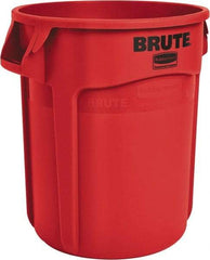 Rubbermaid - 20 Gal Red Round Trash Can - Polyethylene, 22.88" High - USA Tool & Supply