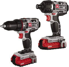 Porter-Cable - 20 Volt Cordless Tool Combination Kit - Includes 1/2" Drill/Driver & 1/4" Impact Driver, Lithium-Ion Battery Included - USA Tool & Supply