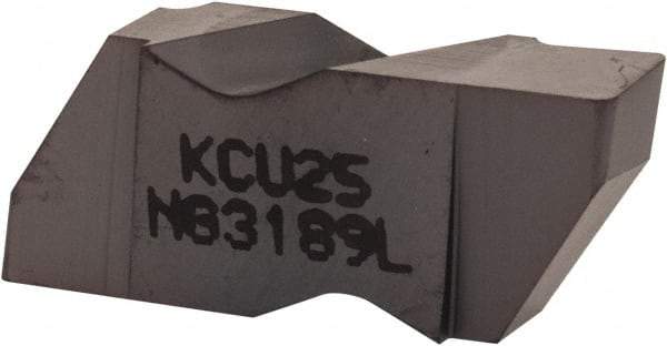 Kennametal - 3189NG Grade KCU25, 4.8mm Cutting Width Carbide Grooving Insert - 3.81mm Max Depth of Cut, Left Hand, 0.57mm Corner Radius, AlTiN Finish - USA Tool & Supply