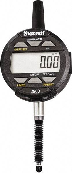 Starrett - 25mm Max Measurement, 0.01mm Graduation, Electronic Drop Indicator - Accurate to 0.03mm, Metric System, LCD Display - USA Tool & Supply