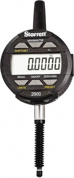 Starrett - 1" Max Measurement, 0.0005" Graduation, Electronic Drop Indicator - Accurate to 0.001", Inch & Metric System, LCD Display - USA Tool & Supply